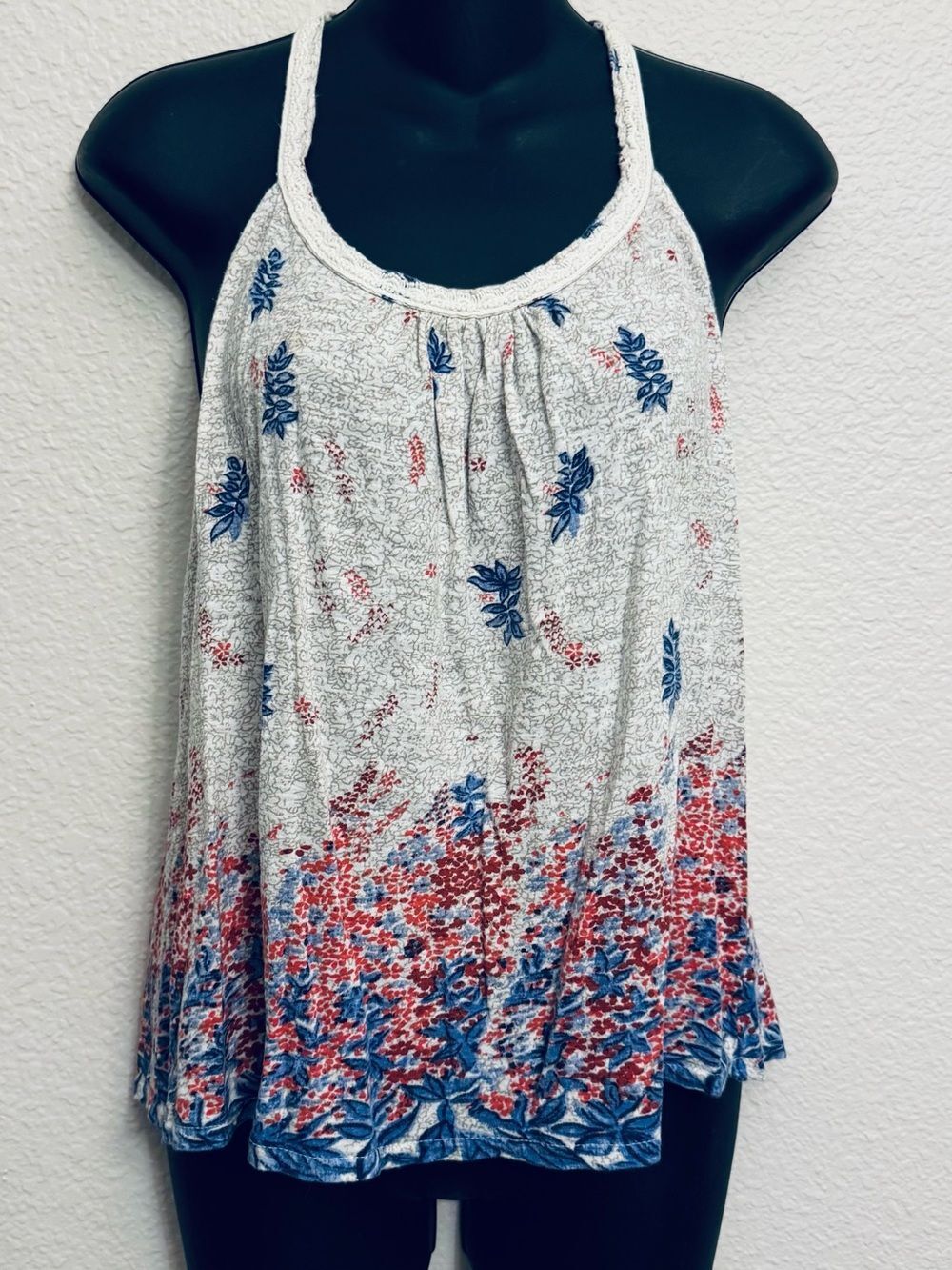 Lucky Brand Floral Patriotic Flowy Tank Top XS